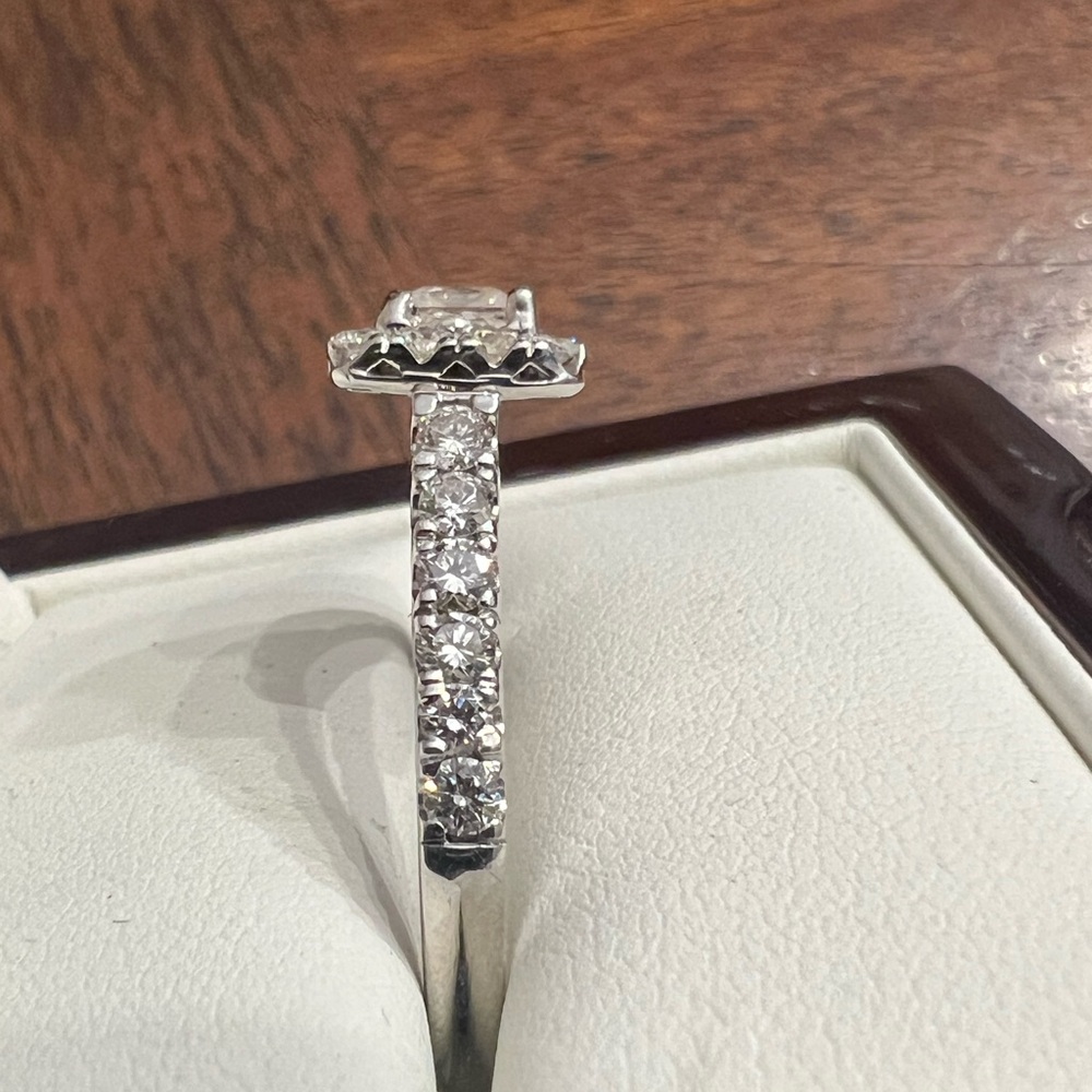 14k White Gold Diamond Engagement Ring with Intricate Pavé Detailing